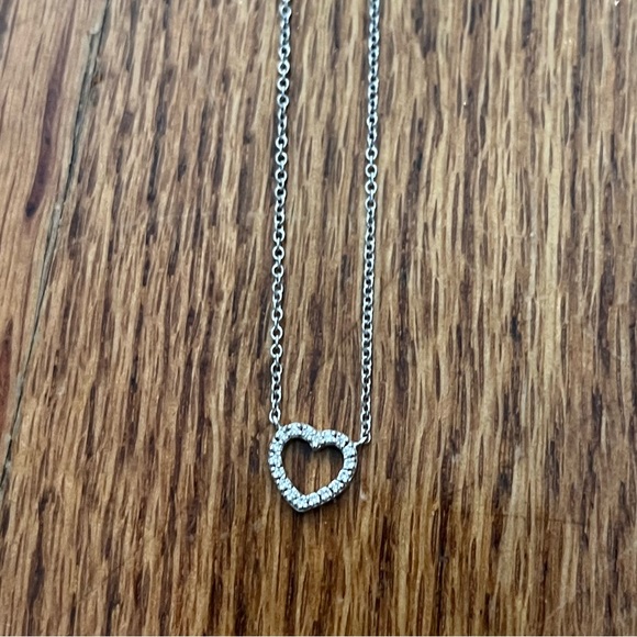 Tiffany and co mini heart diamond necklace white gold